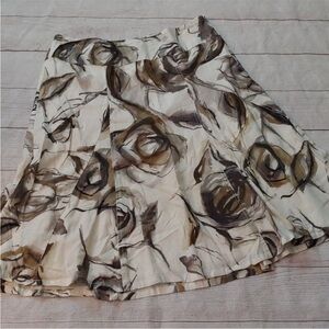 COLDWATER CREEK FIT & FLARE ABSTRACT FLORAL SKIRT LINEN BLEND